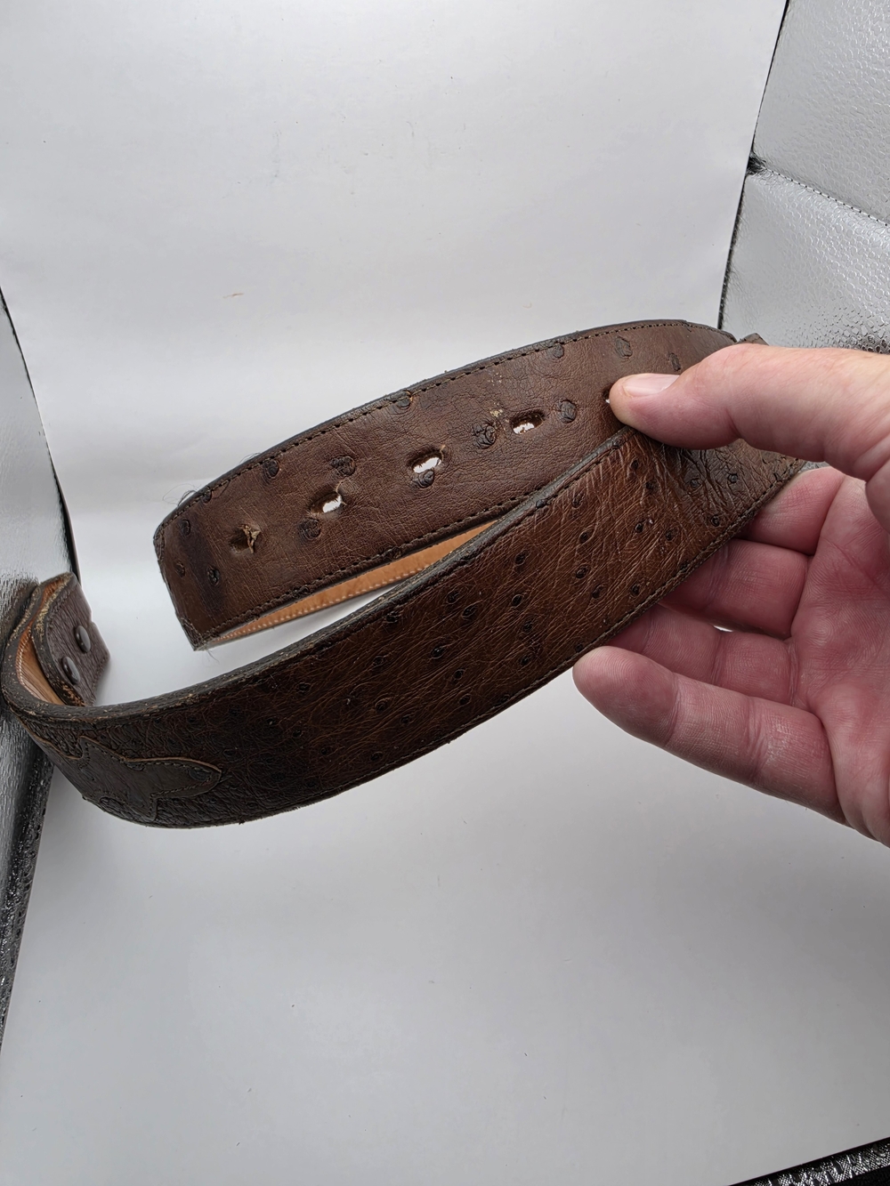 Brown Ostrich Leather Men’s Belt